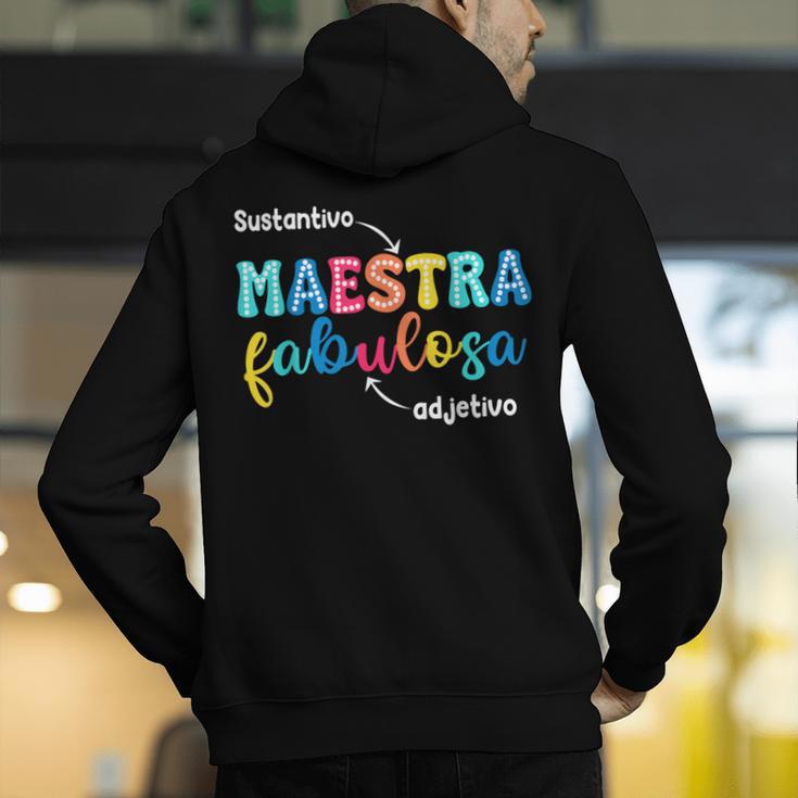 Sustantivo Maestra Fabulosa Adjetivo Spanish Teacher Men's Hoodie Back Print, funny gift