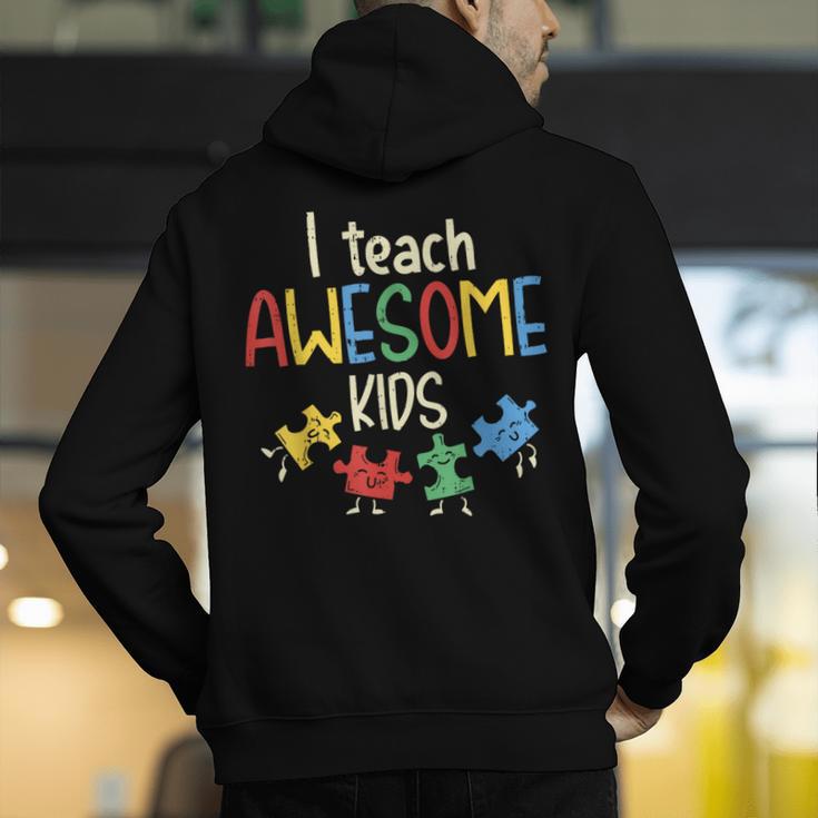 I Teach Awesome Kids Shirt Autism Special Education Teacher Men's Hoodie Back Print, funny gift