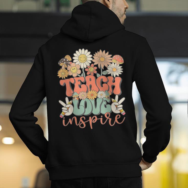 Teach Love Inspire Retro Groovy Daisy Back To School Teacher For Men Women Kids Men's Hoodie Back Print, Groovy Teacher Hoodies, funny gift Teach Love Inspire Retro Groovy Daisy Back To School Teacher For Men Women Kids Men's Hoodie Back Print, Groovy Teacher Hoodies, funny gift