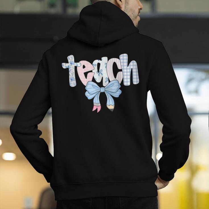 Teach Teacher Coquette Bow Pencil Back To School First Day Men's Hoodie Back Print, funny gift Teach Teacher Coquette Bow Pencil Back To School First Day Men's Hoodie Back Print, funny gift