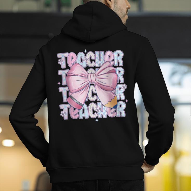 Teacher Bow Pencil Flowers Teacher Back To School Men's Hoodie Back Print, funny gift Teacher Bow Pencil Flowers Teacher Back To School Men's Hoodie Back Print, funny gift