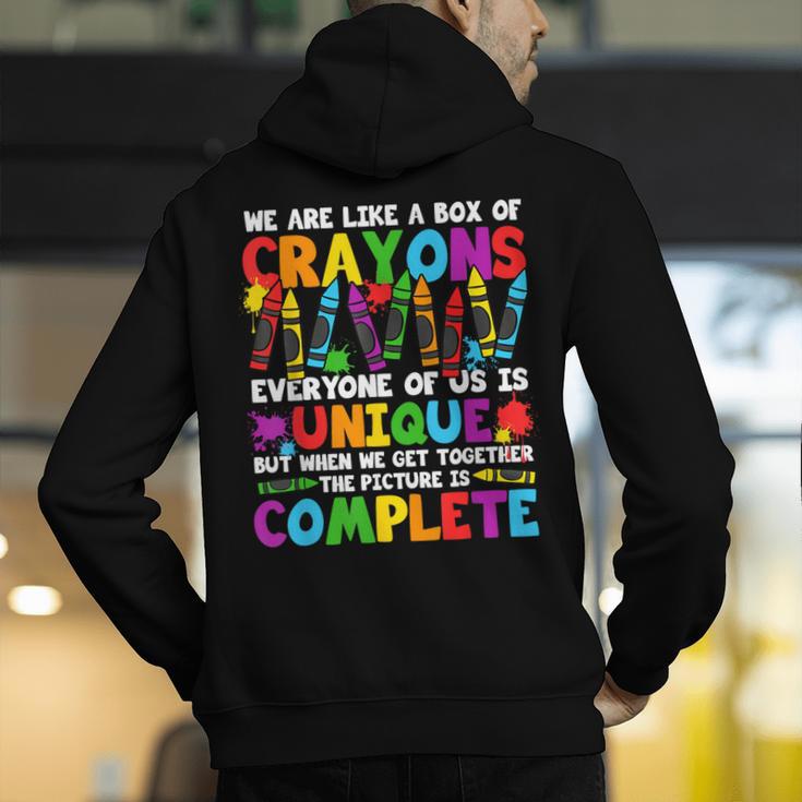 Teacher We Are Like A Box Of Crayons Back To School Men's Hoodie Back Print, funny gift Teacher We Are Like A Box Of Crayons Back To School Men's Hoodie Back Print, funny gift
