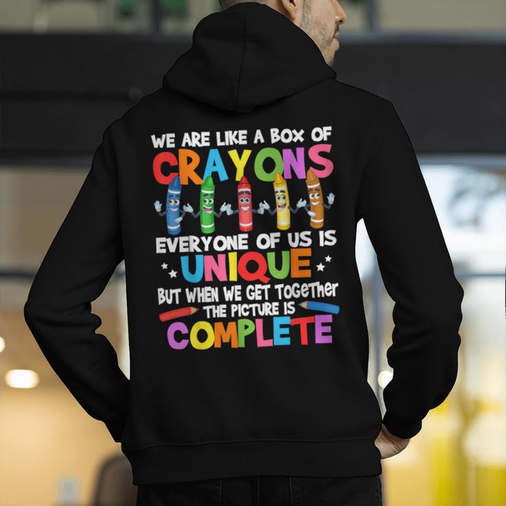 Teacher We Are Like a Box Of Crayons For Men Women Kids Men's Hoodie Back Print, funny gift Teacher We Are Like a Box Of Crayons For Men Women Kids Men's Hoodie Back Print, funny gift