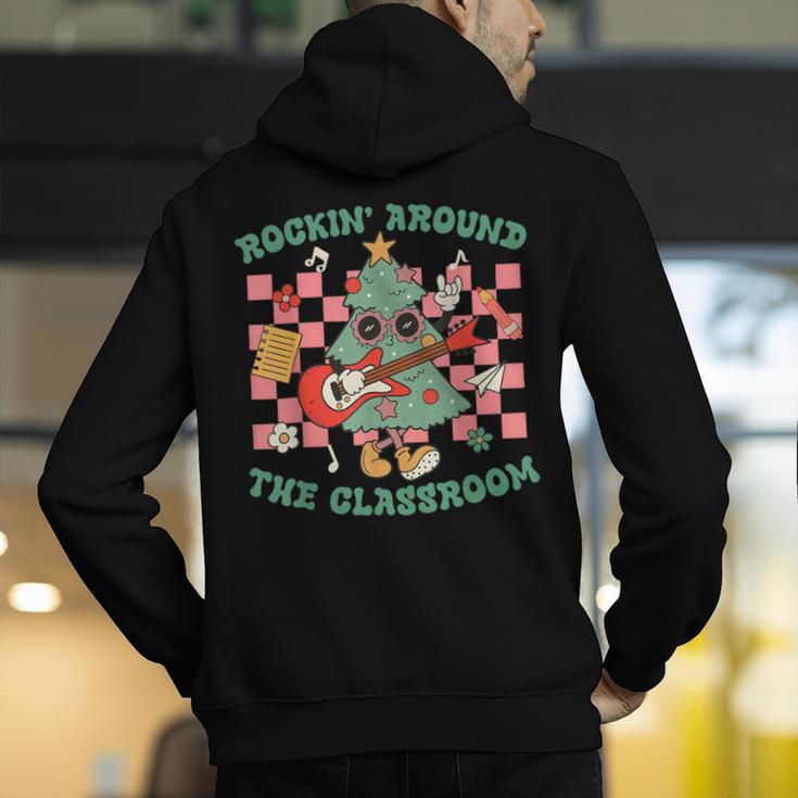Teacher Christmas Rockin' Around The Classroom Men Women Kids Men's Hoodie Back Print, funny gift