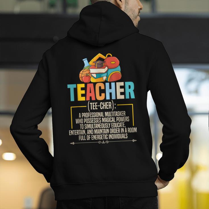 Teacher Definition Teaching School Teacher Men Women Men's Hoodie Back Print, funny gift Teacher Definition Teaching School Teacher Men Women Men's Hoodie Back Print, funny gift