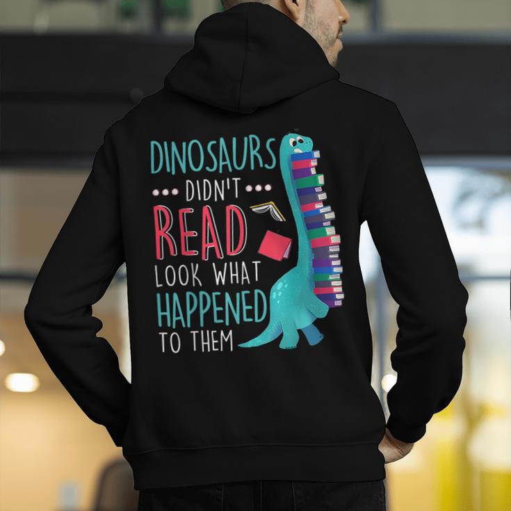 Teacher Dinosaurs Didnt Read Look What Happened Book Reading Men's Hoodie Back Print, funny gift Teacher Dinosaurs Didnt Read Look What Happened Book Reading Men's Hoodie Back Print, funny gift