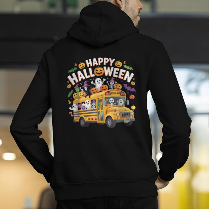 Teacher Halloween School Bus Driver Cute Ghost Witch Party Men's Hoodie Back Print, funny gift