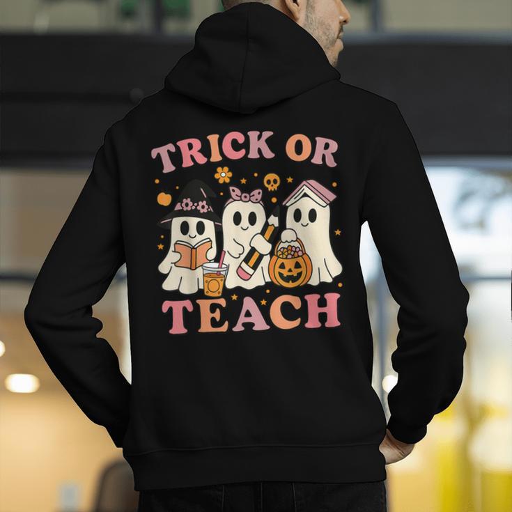 Teacher Halloween Trick Or Teach Cute Ghost Coffee Pumpkins Men's Hoodie Back Print, funny gift Teacher Halloween Trick Or Teach Cute Ghost Coffee Pumpkins Men's Hoodie Back Print, funny gift