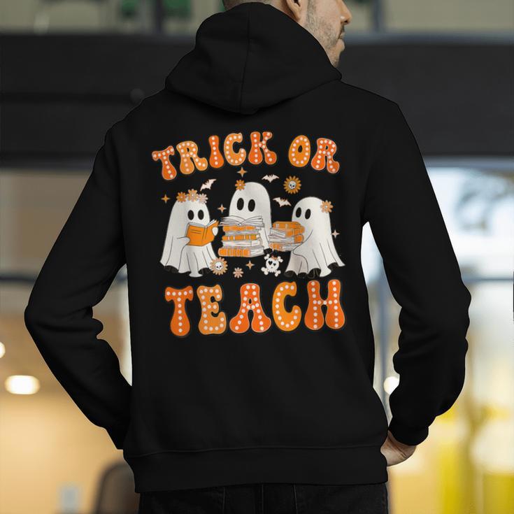 Teacher Halloween Trick Or Teach Retro Groovy Floral Ghost Men's Hoodie Back Print, Groovy Teacher Hoodies, funny gift Teacher Halloween Trick Or Teach Retro Groovy Floral Ghost Men's Hoodie Back Print, Groovy Teacher Hoodies, funny gift