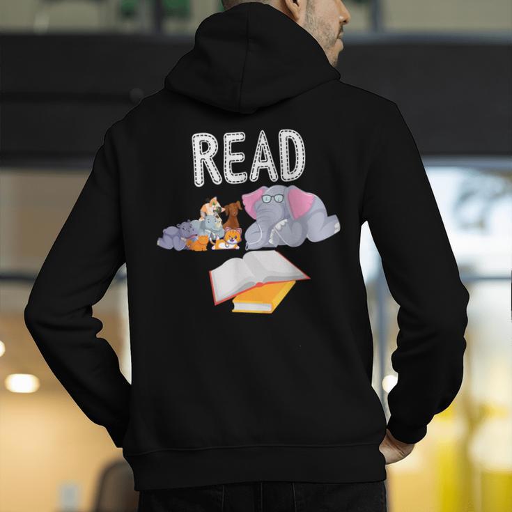 Teacher Library Read Book Club Piggie Elephant Pigeons Men Women Kids Men's Hoodie Back Print, funny gift