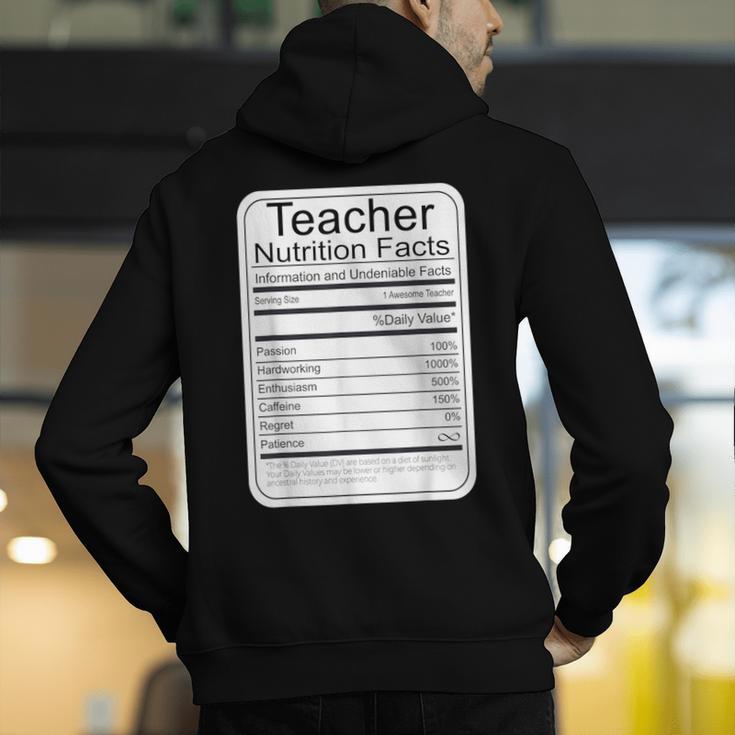 Teacher Nutrition Facts Teachers Nutritional Fact Men's Hoodie Back Print, funny gift Teacher Nutrition Facts Teachers Nutritional Fact Men's Hoodie Back Print, funny gift