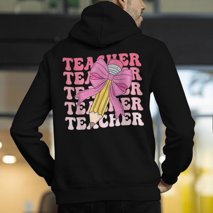 Teacher Pencil Back To School Groovy Pink Teacher First Day Men's Hoodie Back Print, Groovy Teacher Hoodies, funny gift Teacher Pencil Back To School Groovy Pink Teacher First Day Men's Hoodie Back Print, Groovy Teacher Hoodies, funny gift