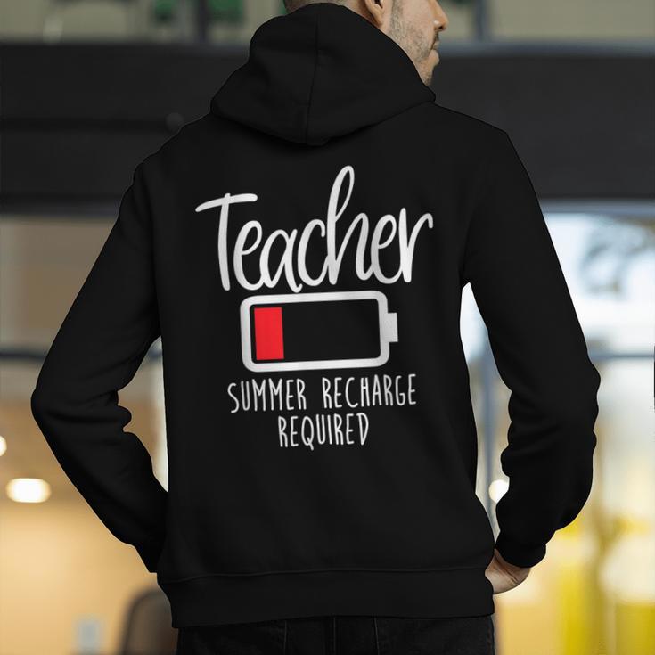 Teacher Summer Recharge Required Last Day School Women Men's Hoodie Back Print, funny gift Teacher Summer Recharge Required Last Day School Women Men's Hoodie Back Print, funny gift