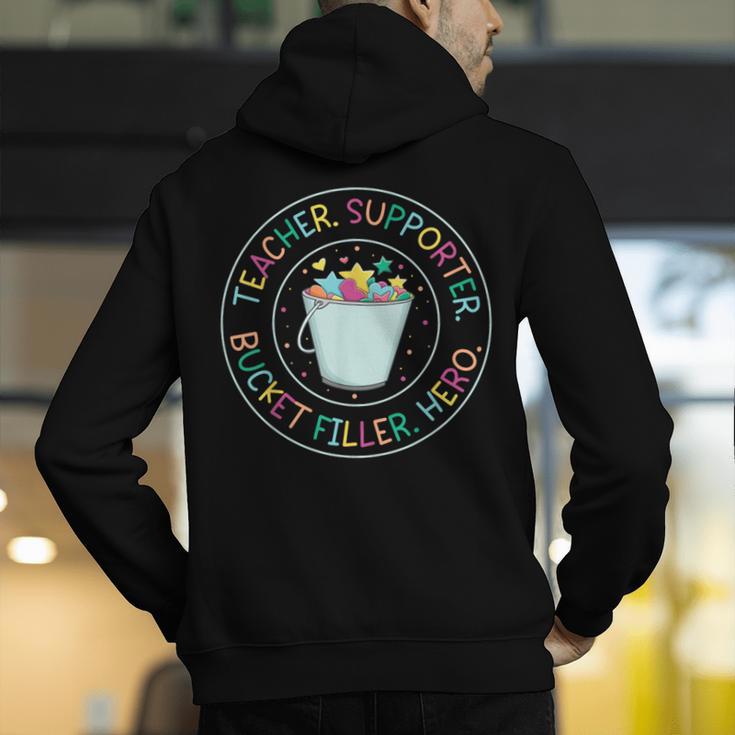 Teacher Supporter Bucket Filler Hero Men's Hoodie Back Print, funny gift