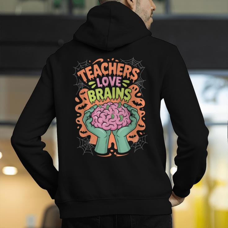 Teacher Teachers Love Brains Halloween Men Women Men's Hoodie Back Print, funny gift