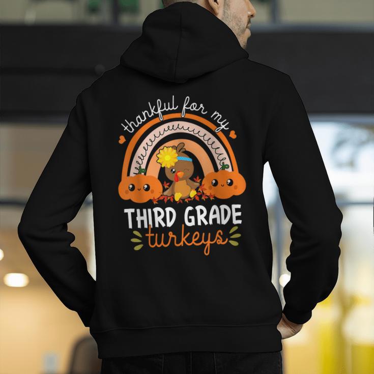 Teacher Thanksgiving Thankful For My Third Grade Turkeys Men's Hoodie Back Print, funny gift