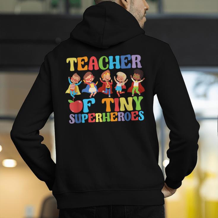 Teacher Of Tiny Superheroes Teach 100th Day Of School Men's Hoodie Back Print, funny gift Teacher Of Tiny Superheroes Teach 100th Day Of School Men's Hoodie Back Print, funny gift