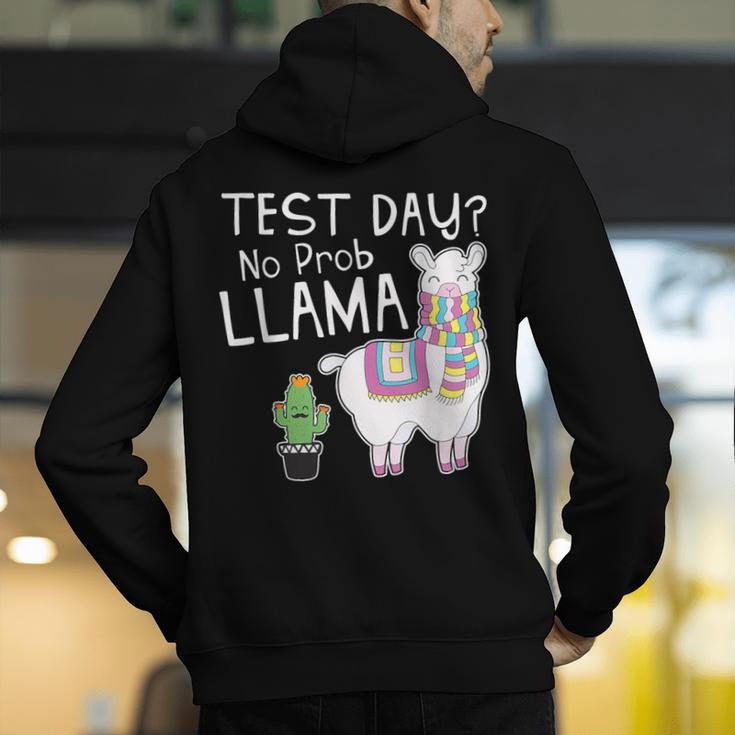 Teachers Testing Day Test Day No Prob Llama Teacher Men's Hoodie Back Print, funny gift