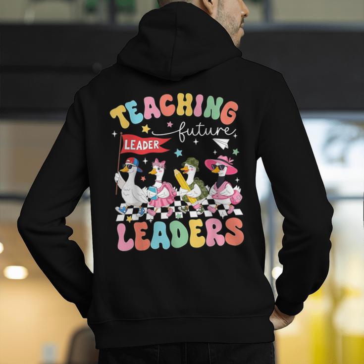 Teaching Future Leaders Groovy Teacher Back To School Men's Hoodie Back Print, Future Teacher Hoodies, Groovy Teacher Hoodies, funny gift