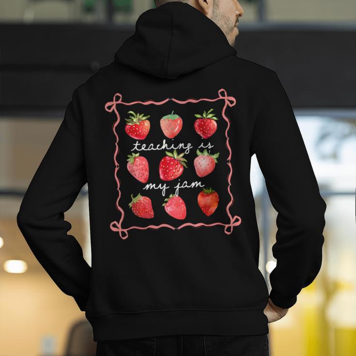 Teaching Is My Jam Strawberry Kinder Team Teacher Men's Hoodie Back Print, funny gift Teaching Is My Jam Strawberry Kinder Team Teacher Men's Hoodie Back Print, funny gift