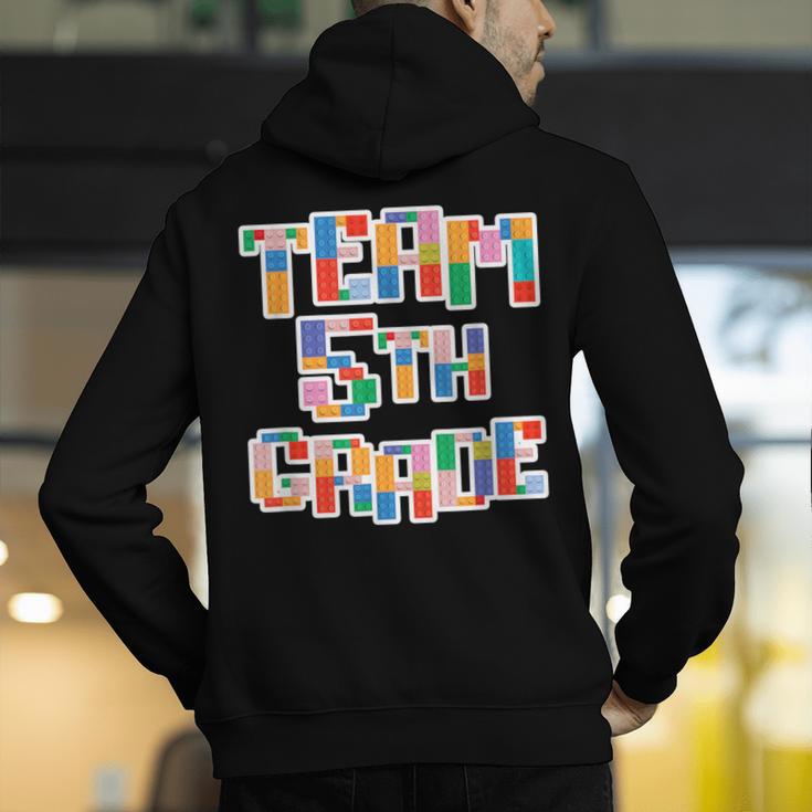 Team 5th Grade Building Blocks Bricks Theme Teacher Team For Men Women Kids Men's Hoodie Back Print, funny gift