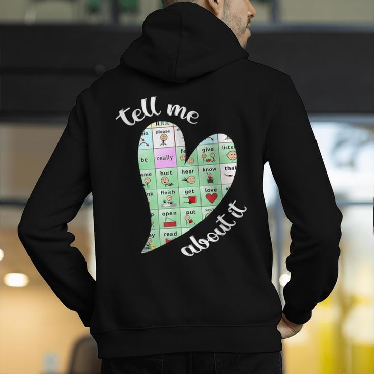 Tell Me About It Speech Pathology Aac Sped Teacher Men's Hoodie Back Print, funny gift Tell Me About It Speech Pathology Aac Sped Teacher Men's Hoodie Back Print, funny gift