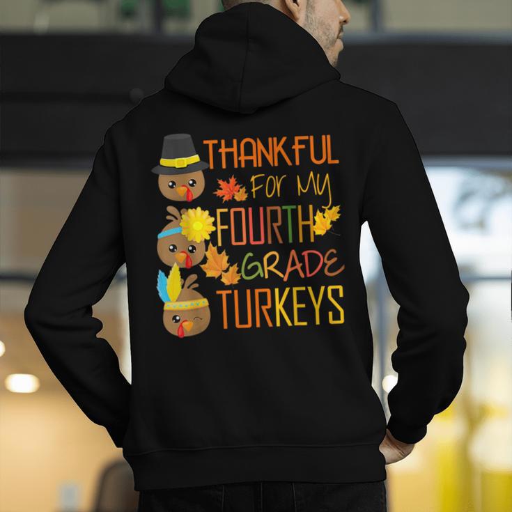 Thankful For My 4th Grade Turkey Thanksgiving Turkey Teacher Men's Hoodie Back Print, 4th Grade Teacher Hoodies, funny gift Thankful For My 4th Grade Turkey Thanksgiving Turkey Teacher Men's Hoodie Back Print, 4th Grade Teacher Hoodies, funny gift