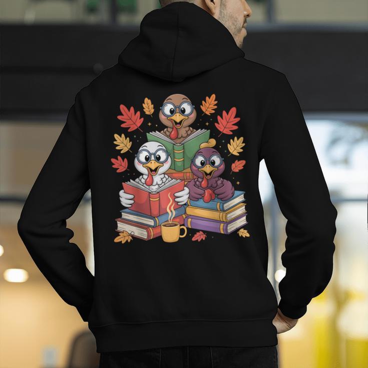 Thanksgiving Teacher Books Turkey Reading Book Men's Hoodie Back Print, funny gift Thanksgiving Teacher Books Turkey Reading Book Men's Hoodie Back Print, funny gift