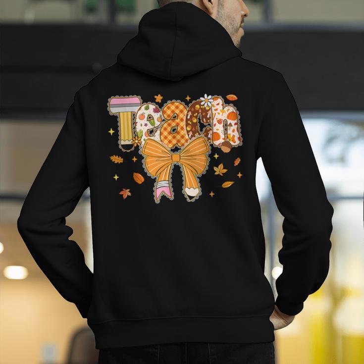 Thanksgiving Teacher Pencil Bow One Thankful Teacher Fall Men's Hoodie Back Print, funny gift Thanksgiving Teacher Pencil Bow One Thankful Teacher Fall Men's Hoodie Back Print, funny gift