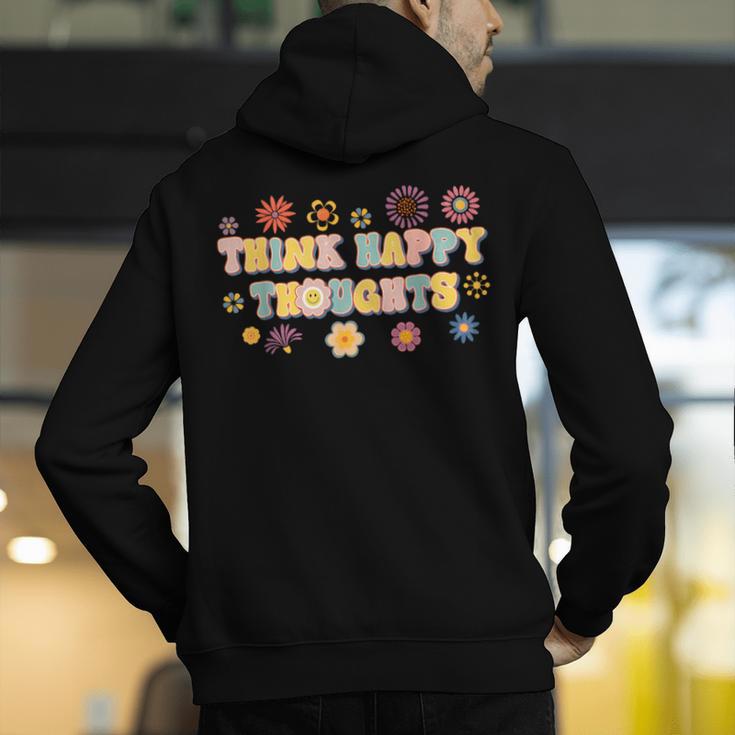 Think Happy Thoughts Teens Spring Positive Message Teachers For Men Women Girls Kids Men's Hoodie Back Print, funny gift
