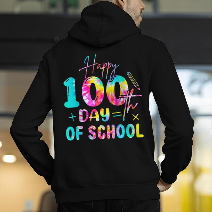 Tie Dye Happy 100th Day Of School Teacher Student 100 Days Men's Hoodie Back Print, funny gift