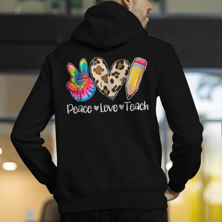 Tie Dye Hippie Peace Love Teach Teacher Appreciation Men's Hoodie Back Print, funny gift Tie Dye Hippie Peace Love Teach Teacher Appreciation Men's Hoodie Back Print, funny gift