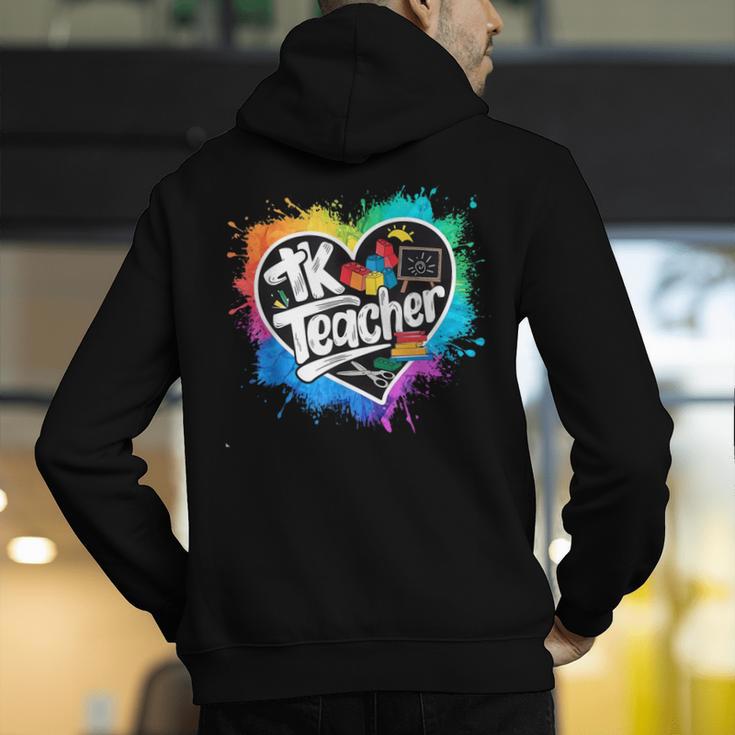 TK Teacher Transitional Kindergarten Heart Back To School Men's Hoodie Back Print, funny gift