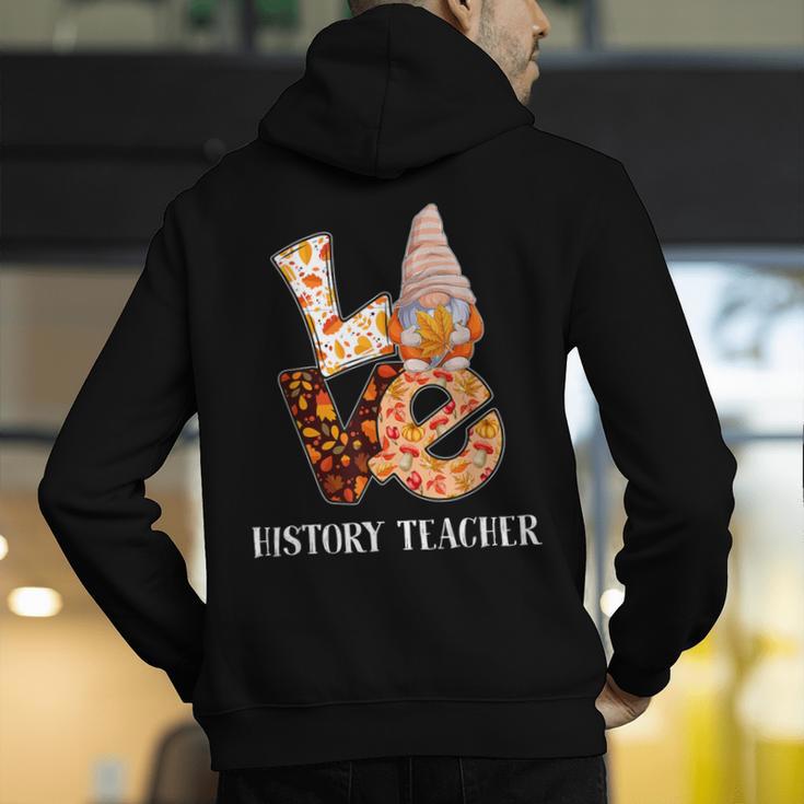 History Teacher Love Autumn Fall Gnome For Teachers For Men Women Men's Hoodie Back Print, History Teacher Hoodies, funny gift