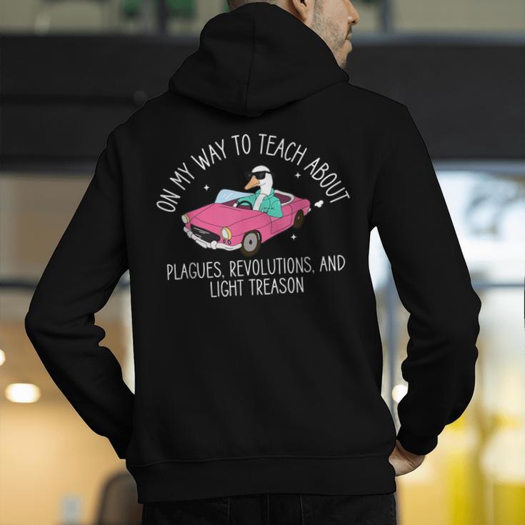 History Teacher Silly Goose Back To School Social Studies Men's Hoodie Back Print, History Teacher Hoodies, funny gift