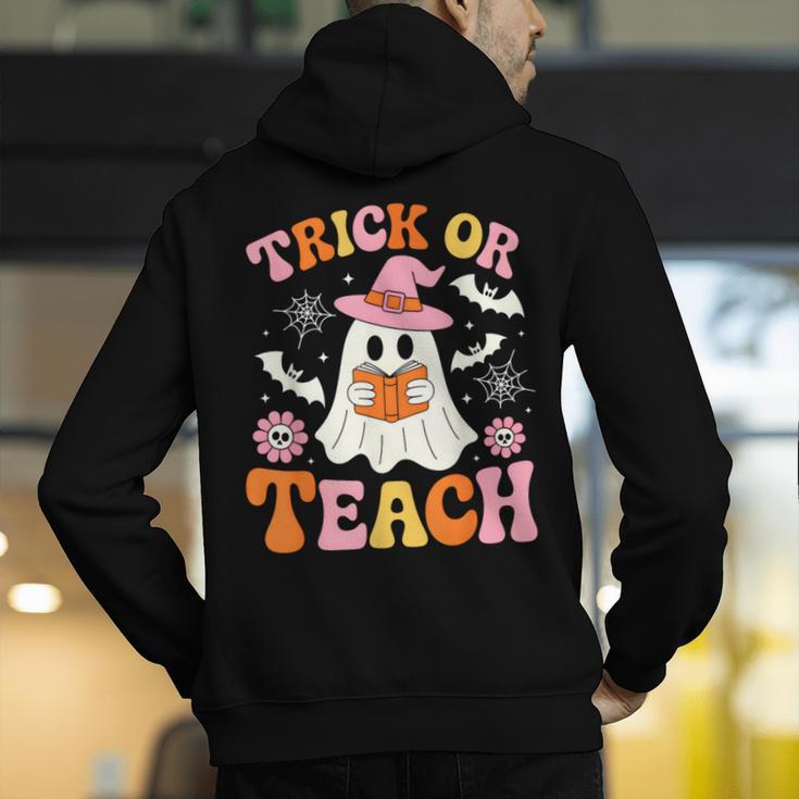 Trick Or Teach Cute Floral Ghost Teacher Halloween Costume Men's Hoodie Back Print, funny gift Trick Or Teach Cute Floral Ghost Teacher Halloween Costume Men's Hoodie Back Print, funny gift