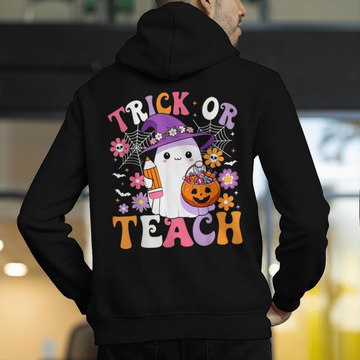 Trick Or Teach Groovy Teacher Ghost Halloween Teacher Men's Hoodie Back Print, Groovy Teacher Hoodies, funny gift Trick Or Teach Groovy Teacher Ghost Halloween Teacher Men's Hoodie Back Print, Groovy Teacher Hoodies, funny gift