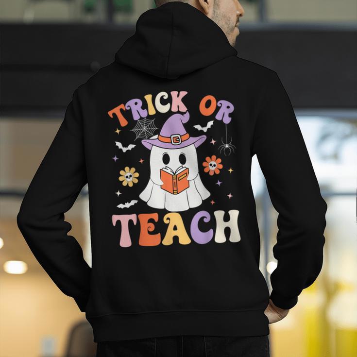 Trick Or Teach Teacher Groovy Ghost Halloween Teacher Men's Hoodie Back Print, Groovy Teacher Hoodies, funny gift Trick Or Teach Teacher Groovy Ghost Halloween Teacher Men's Hoodie Back Print, Groovy Teacher Hoodies, funny gift