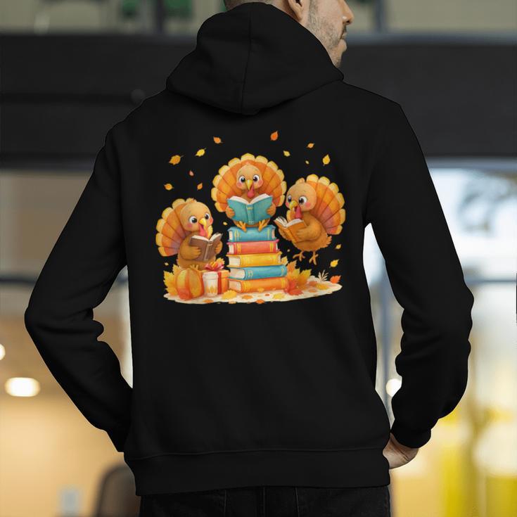 Turkey Read Books Reading Fall Thanksgiving Teacher Men's Hoodie Back Print, funny gift Turkey Read Books Reading Fall Thanksgiving Teacher Men's Hoodie Back Print, funny gift
