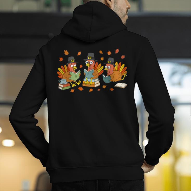 Turkey Reading Books Fall Thanksgiving Teacher Student Men's Hoodie Back Print, funny gift Turkey Reading Books Fall Thanksgiving Teacher Student Men's Hoodie Back Print, funny gift