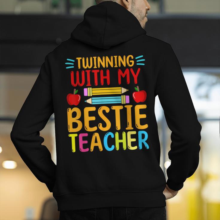 Twinning With My Bestie Teacher Boy Spirit Week Twin Day Men's Hoodie Back Print, funny gift