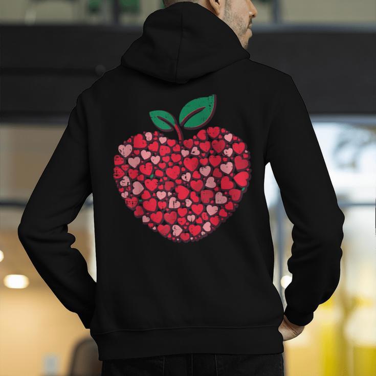Valentines Day Teacher Hearts Apple Love Teach Women Men Men's Hoodie Back Print, funny gift