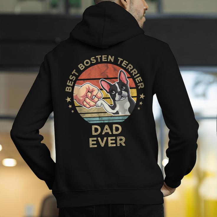 Vintage Best Boston Terrier Dad Ever Dog Father Father's Day Men Girls Kids Men's Hoodie Back Print, Boston Terrier Dad Hoodies, funny gift