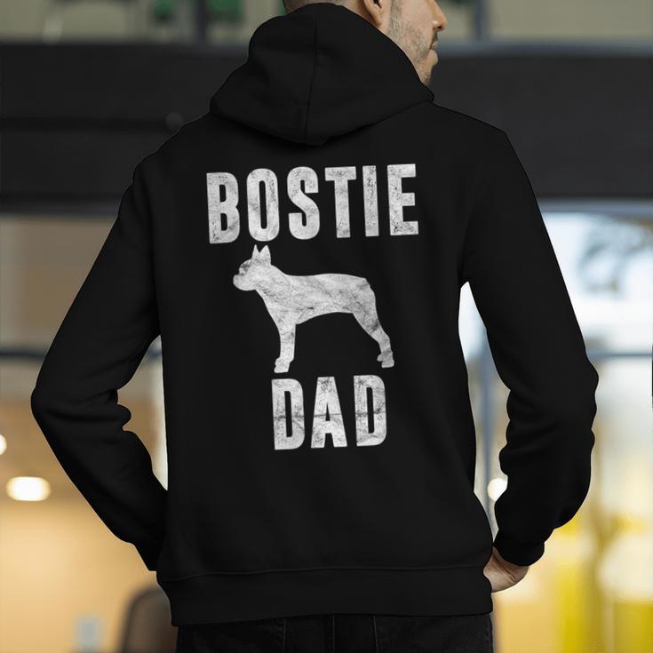 Vintage Boston Terrier Dad Dog Daddy Bostie Father Men's Hoodie Back Print, Boston Terrier Dad Hoodies, funny gift