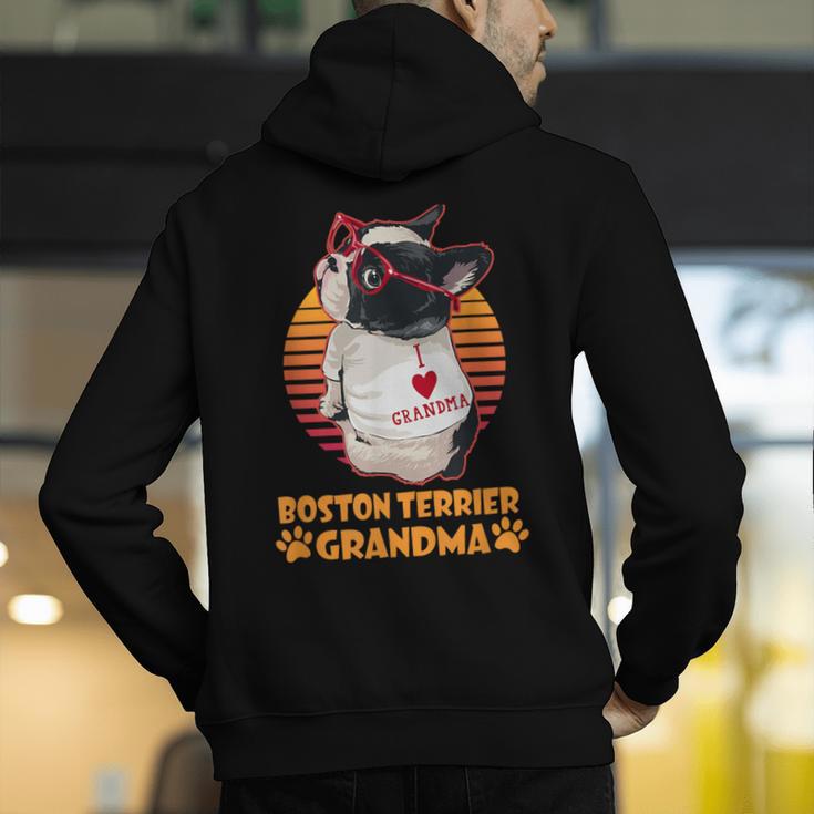 Vintage Boston Terrier Grandma Wear Sunglasses Dog Lover Men Women Girls Kids Men's Hoodie Back Print, funny gift