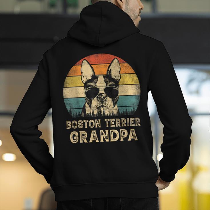 Vintage Boston Terrier Grandpa Dog Lovers Father's Day Men's Hoodie Back Print, funny gift