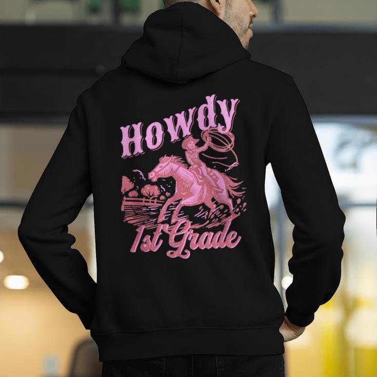 Vintage Howdy First Grade Cowgirl Teacher Western School Men's Hoodie Back Print, First Grade Teacher Hoodies, funny gift Vintage Howdy First Grade Cowgirl Teacher Western School Men's Hoodie Back Print, First Grade Teacher Hoodies, funny gift