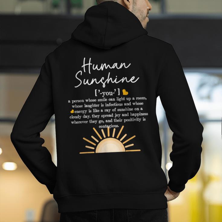 Vintage Human Sunshine Definition Teachers Mom Boss Women Men's Hoodie Back Print, funny gift