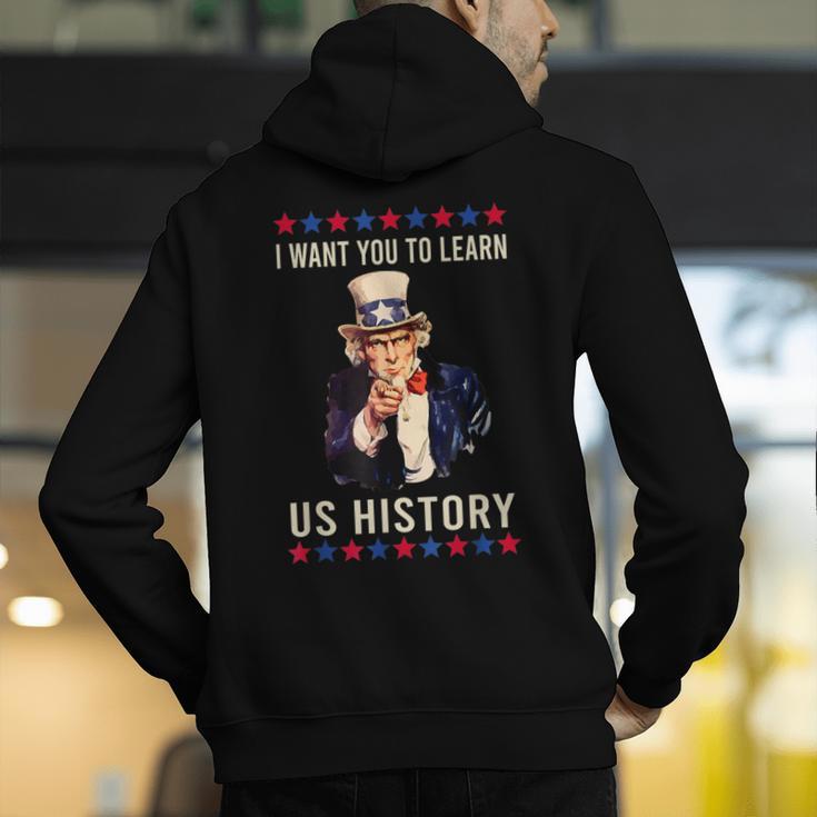 I Want You To Learn US History American Teacher School For Men Women Men's Hoodie Back Print, History Teacher Hoodies, funny gift