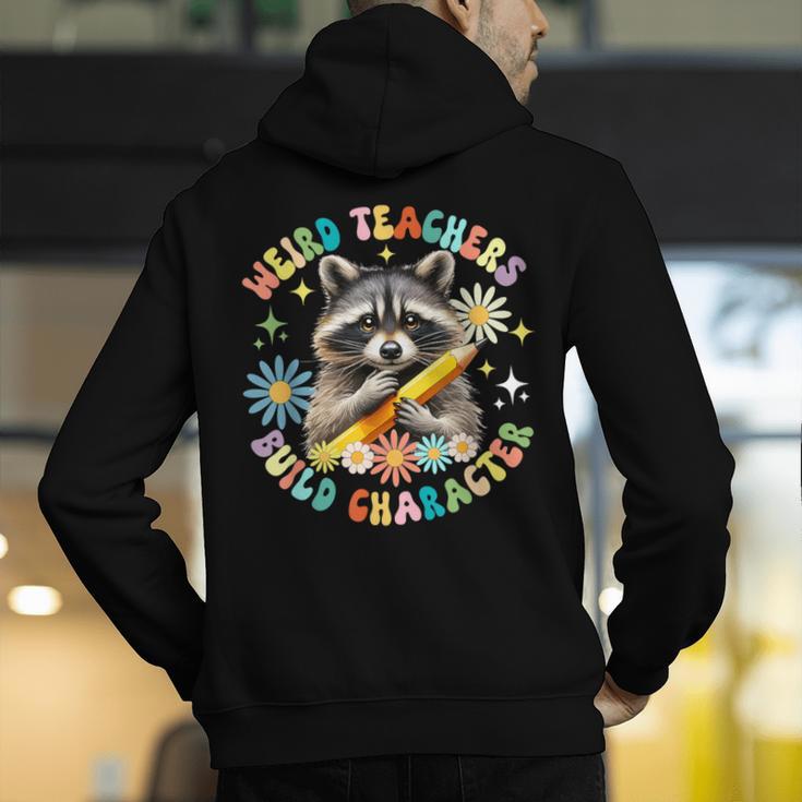 Weird Teachers Build Character Raccoon Colourful Floral Men's Hoodie Back Print, funny gift Weird Teachers Build Character Raccoon Colourful Floral Men's Hoodie Back Print, funny gift